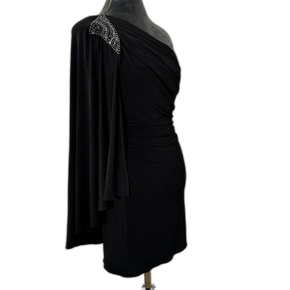 Laundry by Shelli Segal Black One-Shoulder Mini Dress Size 4 NWT $295 Nordstrom - Picture 4 of 8